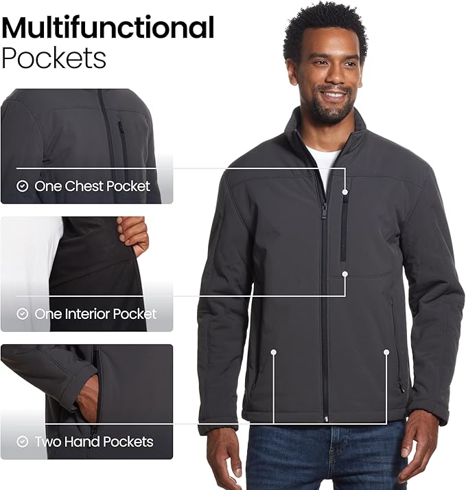 Weatherproof Men's Softshell Jacket – Wind & Water Resistant – Breathable, Lightweight Outdoor Coat