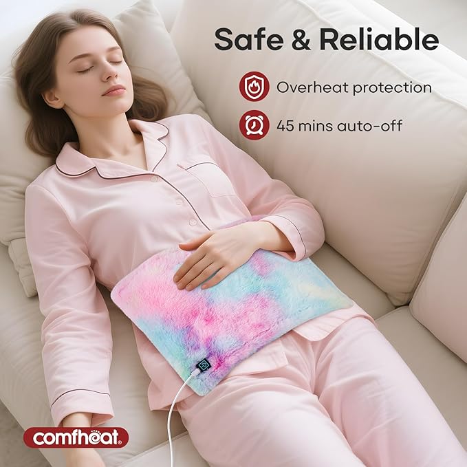 USB Heating Pad, 5V Heated Travel Pads, 3 Heat Settings & Auto Shut Off, Hot Therapy for Pain Relief Abdomen Cramps (16"x 12") (Non-Chargeable) Colorful