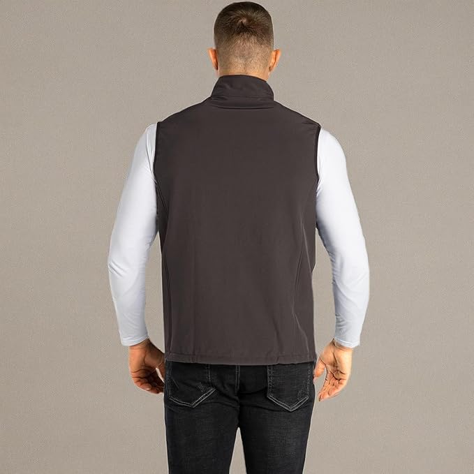 33,000ft Men's Lightweight Softshell Vest Outerwear Zip Up Fleece Lined Windproof Sleeveless Jacket for Golf Running Hiking