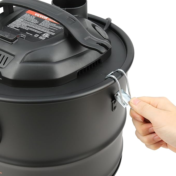 VEVOR Ash Vacuum Cleaner 4 Gallon with 1200W Strong Suction Ash Vac Collector with Wheels and 47.2-in Flexible Hose for Grills Fireplaces Pizza Ovens Log Burner Pellet Stoves Wood Stove