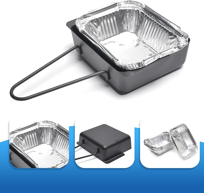 Grease Tray Replacement for Nexgrill 720-0896 720-0830H 720-0830D, Grill Drip Pan Rreplacement Grease Catcher Cup Box for Cuisinart CGG-7400 with 15 Pack Aluminum Foil Liner