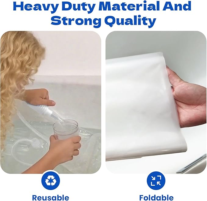 Water Storage Bladder - 100 Gallon Emergency Bathtub Drinking Water Container for Hurricane & Disaster Survival, BPA-Free Food Grade Safe, for Family Preparedness, Camping, Gardening