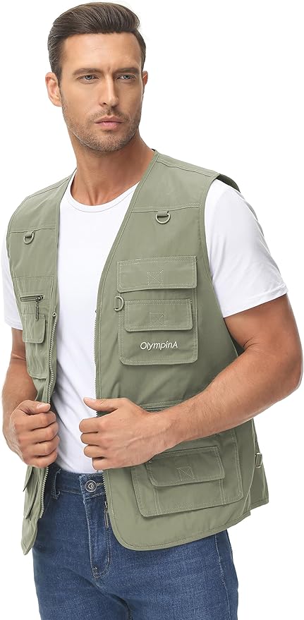 Lentta Men's Fishing Vest Summer Outdoor Lightweight Work Photo Vest 16 Pockets