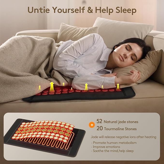 UTK Heating Pad for Back, 5X Deeper Back Pain Relief, Far Infrared Heating Pad with Natural Jade, FSA-HSA Eligible, Hotter to 159℉, 4H Auto Off, Travel Bag, Memory Function, 23.5"×16", Gifts for Women
