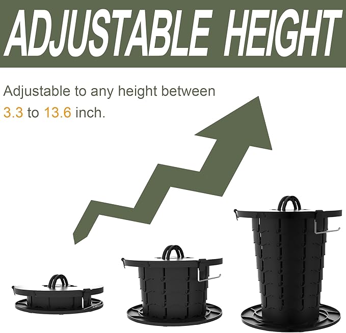 ALEVMOOM XXL Portable Toilet - 19.7" H Taller Wider Collapsible Foldable Camping Toilet with Lid, Strap, Bag - Adjustable for Camping, Hiking, Travel and Car