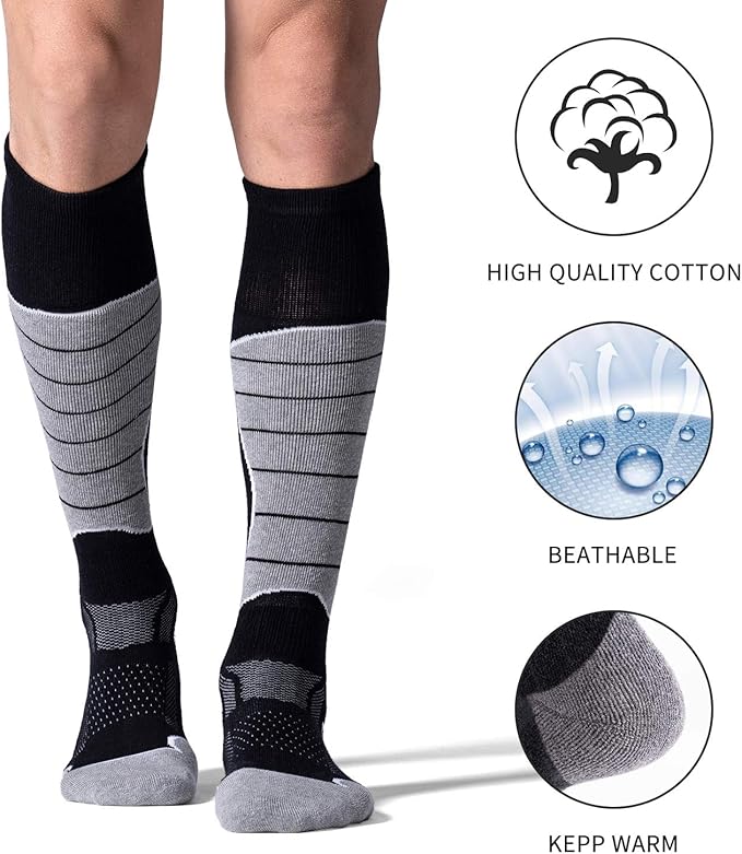 CS CELERSPORT 2/3/4 Pack Ski Socks for Men and Women Skiing, Snowboarding, Winter Performance Socks