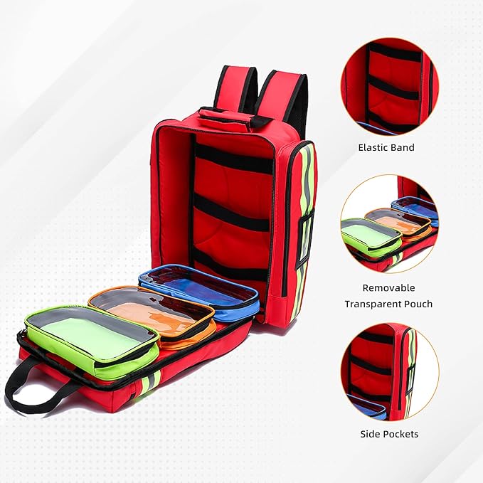 Medical Bag First Aid bag Medical Backpack,Medicine Bag,First Aid Backpack with Removable Transparent Pouch for Traveling Nurses Home Car (Bag Only)