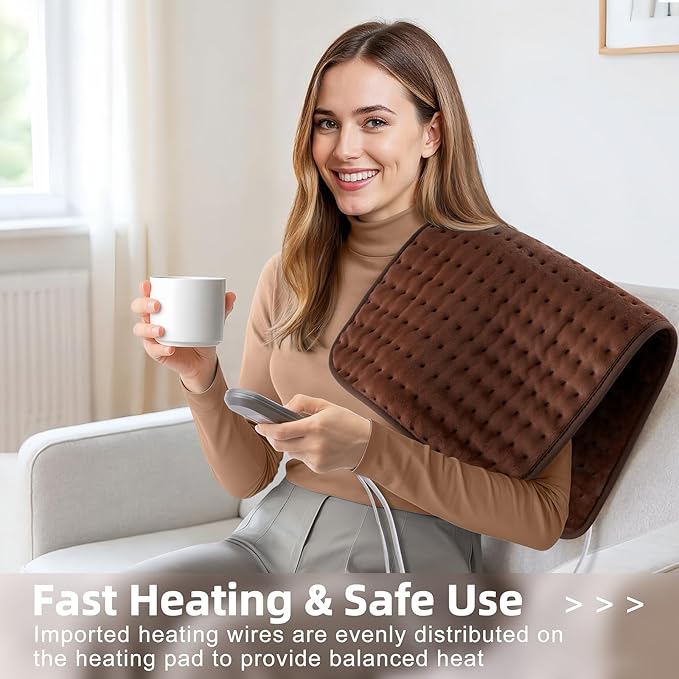 Heating pad for Back, Neck, Shoulder, Cramps and Leg Pain Relief, Heat Pads Christmas Gifts for Women, Men, Mom, Dad, Auto-Off,Machine Washable,Moist Dry Heat Options,Extra Large 12"x24"