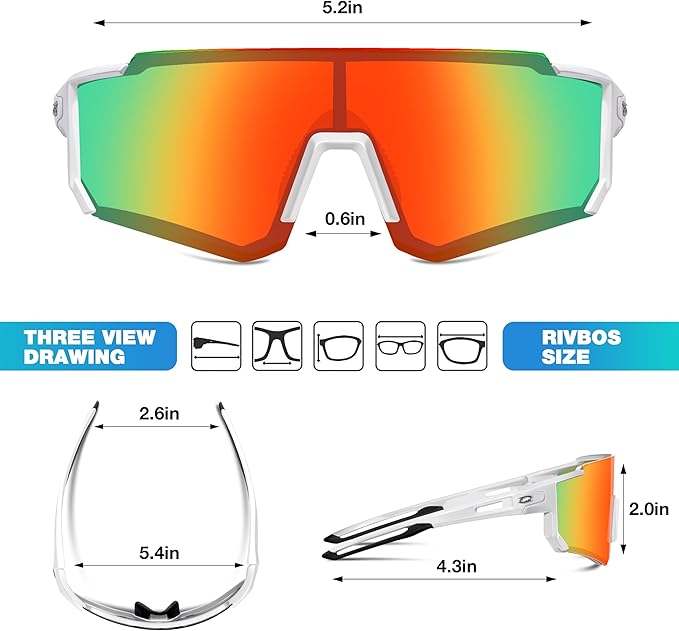 RIVBOS Youth Baseball Sunglasses for Kids(Boys&Girls) Polarized UV Protection Cycling Glasses RYS008