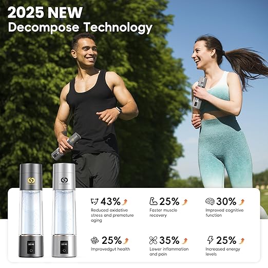 Hydrogen Water Bottle Generator- Up to 6360 PPB - Certified H2 Generator- SPE/PEM Technology - - Portable Hydration & Healthy Gift