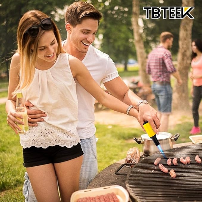 TBTeek Butane Torch with Fuel Gauge T907, One-hand Operation Kitchen Torch Lighter with Adjustable Flame for BBQ, Baking, Brulee Creme, Crafts and Soldering, 2 Pack(Butane Not Included)