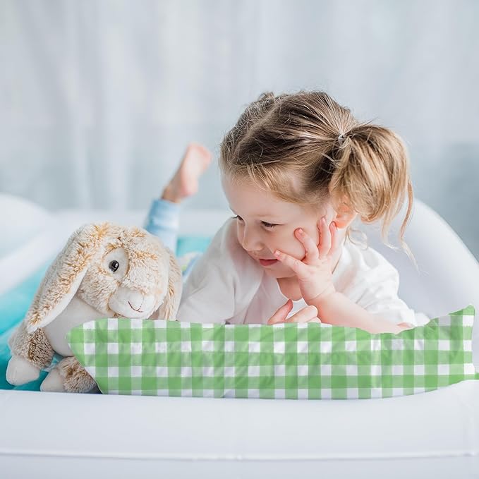 Little Sleepy Head Youth Pillow with Pillowcase 16x22, Soft Jumbo Toddler Pillows, Hypoallergenic Pillow Case - Best Kids Pillows for Sleeping, Perfect Kids Travel Pillows (Gingham Green)