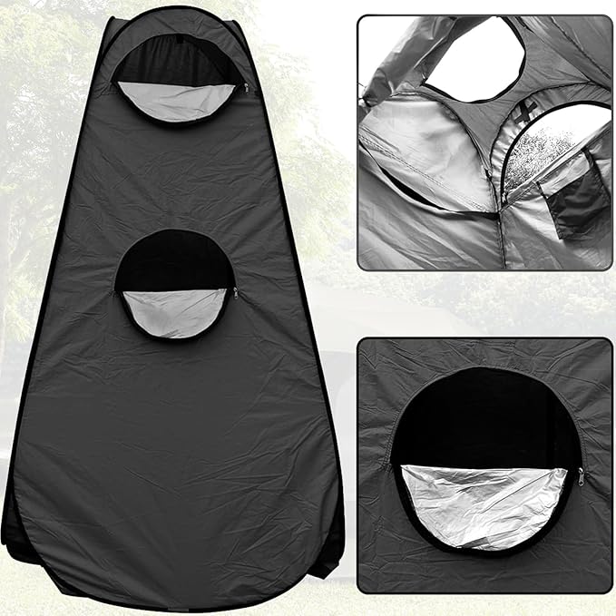 Taeku Pop Up Shower Tent, Large Privacy Dressing Room, Portable Sun Shade Canopy Outdoor Rain Shelters for Outdoor Shower, Toilet, and Changing Room (Black)
