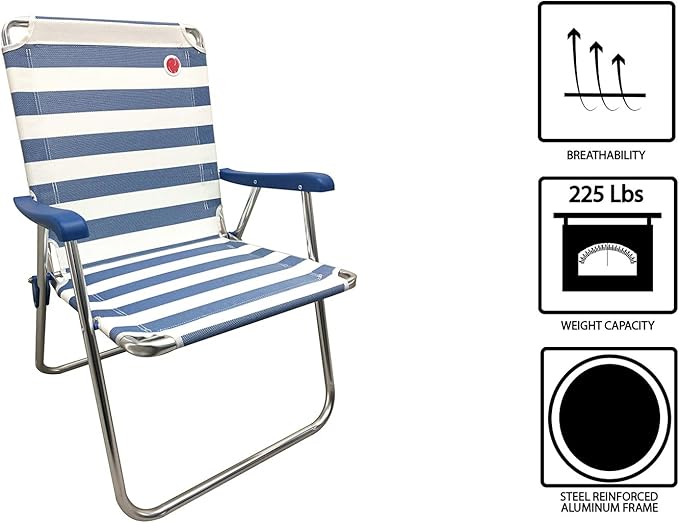 OmniCore Designs New Standard Folding Camp/Lawn Chair (2 Pack) - Blue/White