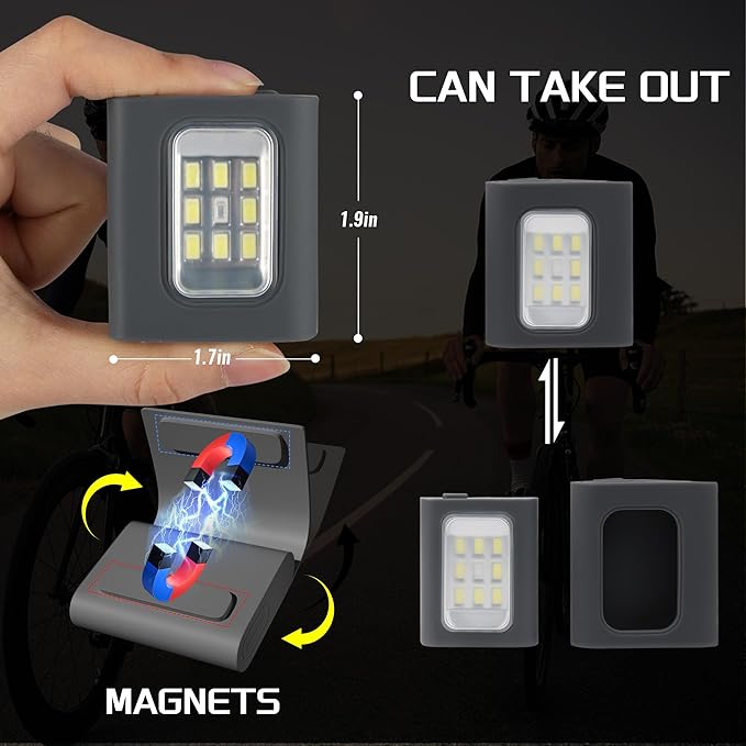 2Pack Clip on Running Lights, Rechargeable Magnetic LED Safety Lights with Red Strobe, Waterproof, USB Charging, Flashlight for Night Jogging, Dog Walking, Hiking Backpack, Cycling