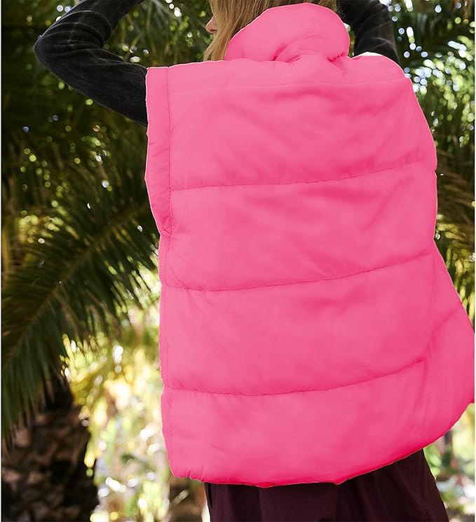 Ainangua Women's Puffer Vest Stand Collar Zipper Sleeveless Jackets Winter Lightweight Vests Warm Padded Jacket Coat