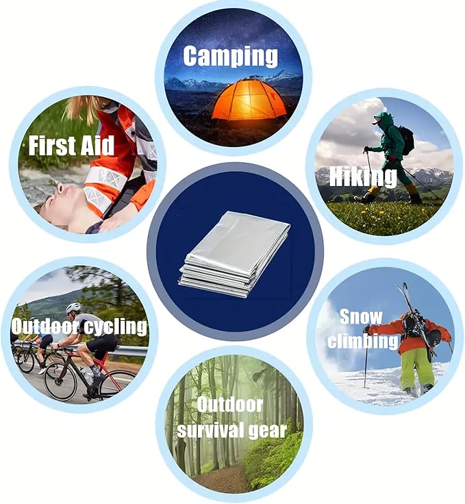 Emergency Survival Kit – Windproof Matches with Waterproof Case, Waxed Fire Rope, Wire Saw, Knife, Tool Card, Blanket, Carabiner – Camping Hiking Outdoor Fire Starter Set