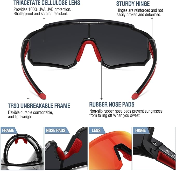 DUCO Polarized Sports Sunglasses for Men Women UV400 Protection Baseball Cycling Running Fishing Sunglasses DC0068