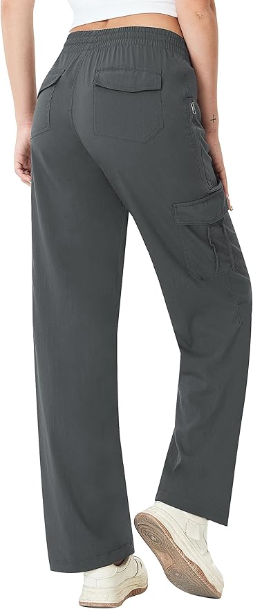 Women's Cargo Hiking Pants Lightweight Casual Quick Dry Straight Leg Camping Travel Pant for Work Golf with Multi-Pocket