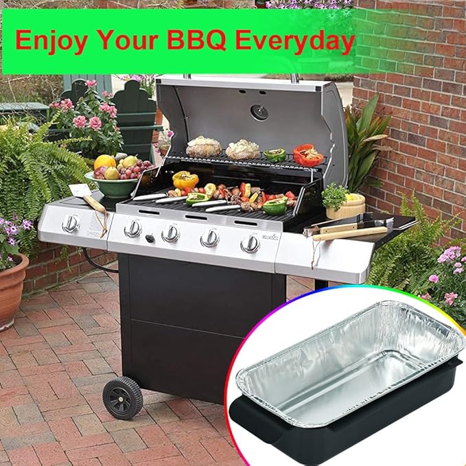 Drip Pan Replacement for CharBroil Grill 9328812P06 Grease Tray for Char Broil G416-0015-W1 with 12 Pack Aluminum Foil Liner