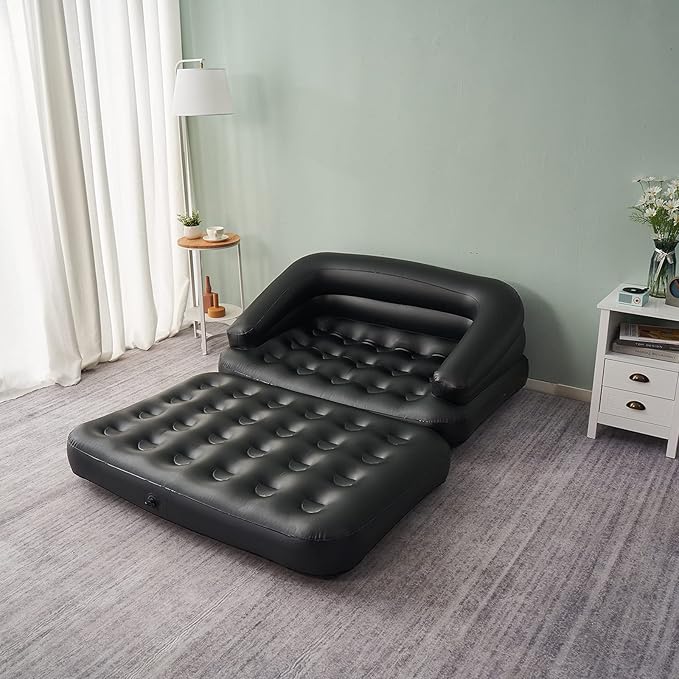 Inflatable Couch Air Sofa Bed, Blow Up Sofa for Camping Waterproof, Black