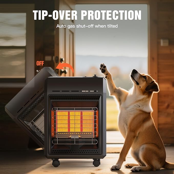 Propane Heater 6000 to 18000 BTU 3 Setting Tank Heater with Regulator,Cordless Portable Propane Heaters for Garages, Yards and Camping Use