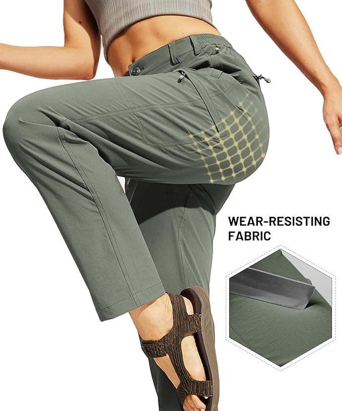 MIER Women's Quick Dry Cargo Pants Lightweight Tactical Hiking Pants with 6 Pockets, Stretchy and Water-Resistant