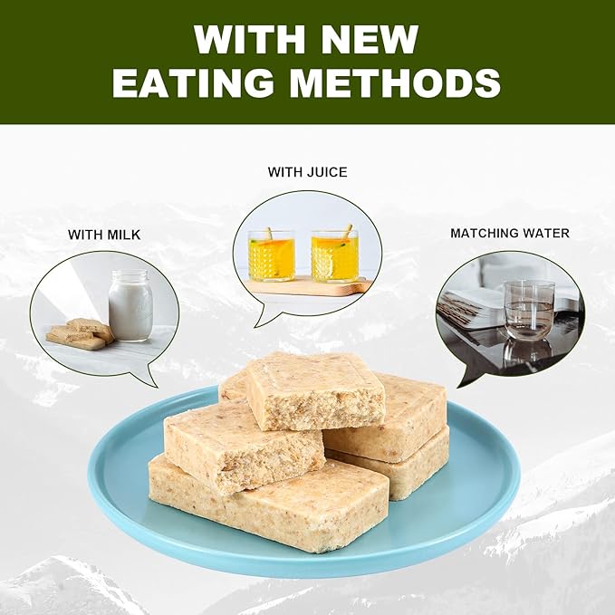 Meal Ready To Eat Emergency Food Rations, Long Self Life Survival Food Bars, High Eneger Bars for Camping, Hiking, Military,Outdoor Disaster, 40 Pack with 2 Tin Boxes