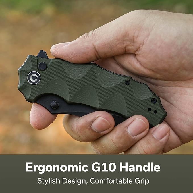 CIVIVI Natterjack Pocket Folding Knife, 3.19" 14C28N Blade G10 Handle with Reversible Clip, Thumb Stud & Flipper Opener Knife for Camping Hiking EDC C24028-1 (OD Green)