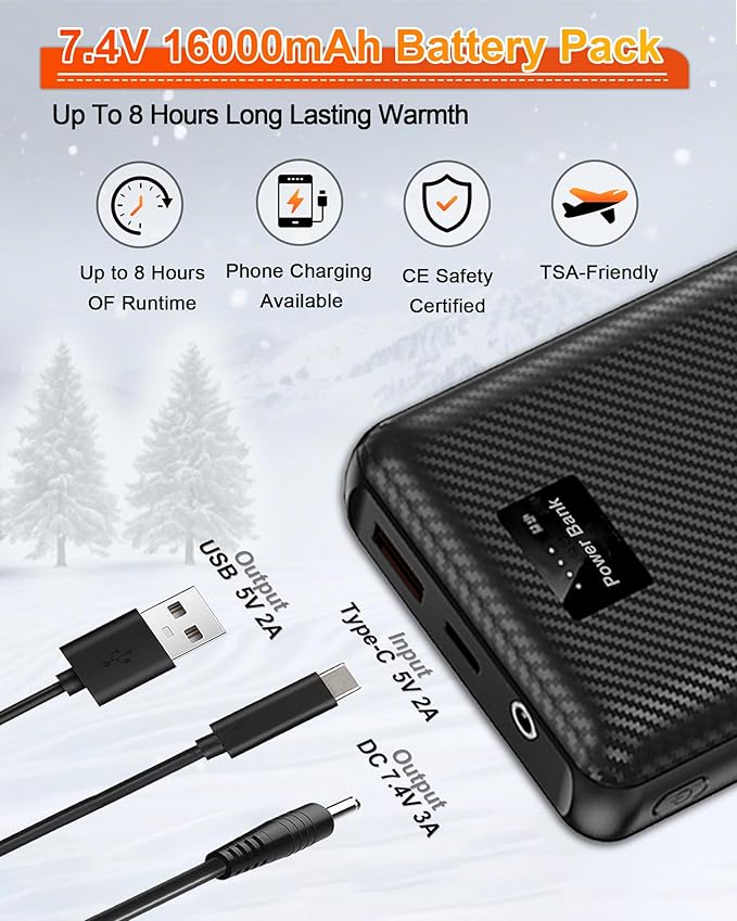 Electric Heated Vest for Men: Lightweight Heated Jacket with 16000mAh Battery - Winter USB Heating Vest for Hunting