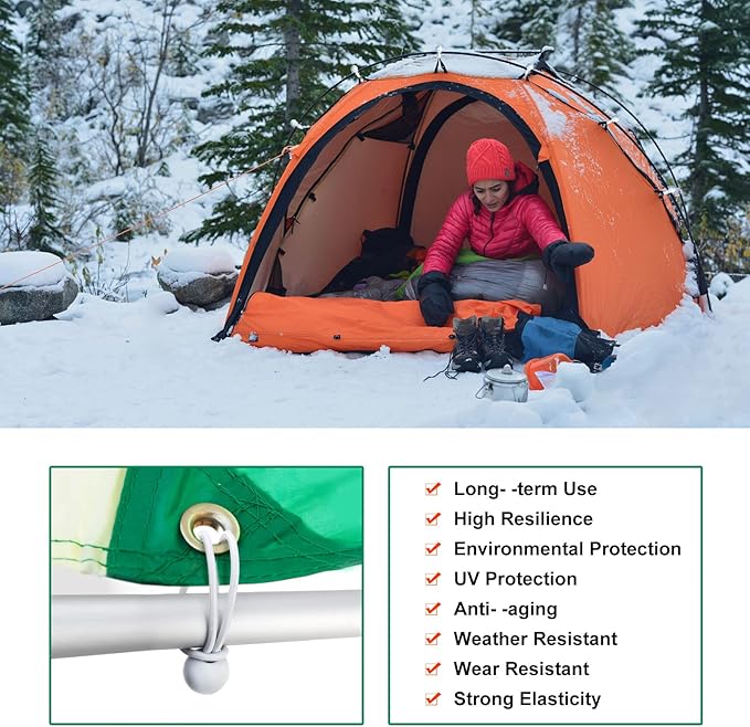 50PCS White Bungee Cords, 6 Inch Heavy Duty Outdoor Bungee Cord with Balls, Tarp Tie Down Bungee Balls for Shelter, Camping, Cargo, Tent Poles UV Resistant