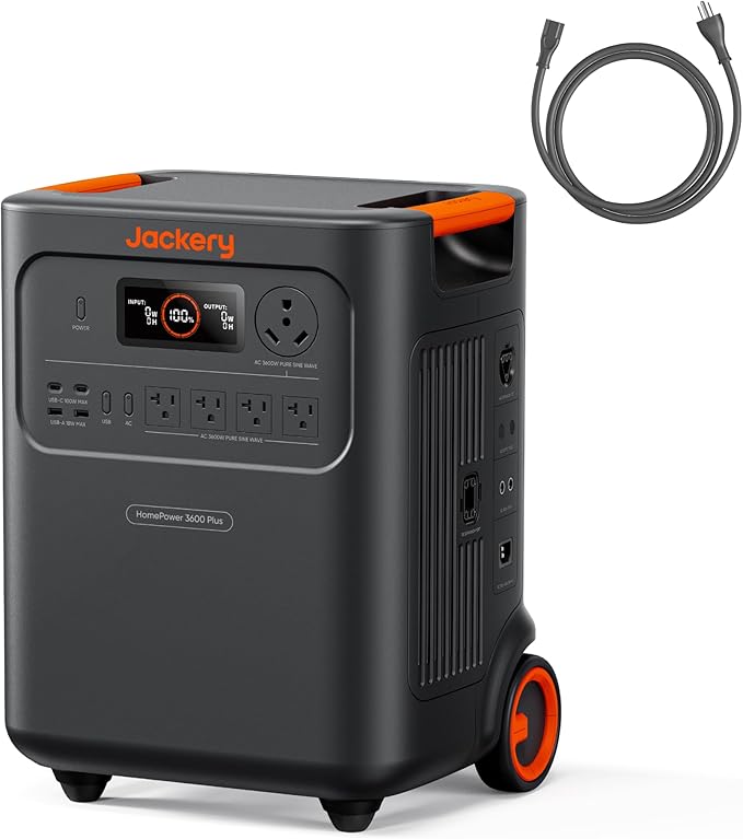 Jackery HomePower 3600 Plus Portable Power Station, 3600W AC Output, 3584Wh LFP Solar Generator, Expandable up to 43kWh, Essential Home Backup for Home Use, Emergencies, RV (Solar Panel Optional)
