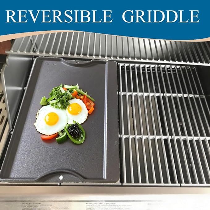 CA124B (1-Pack) 17.48x12.48 inches Cast Iron Griddle for Broil King Baron 320, 340, 420, 440, 490, Huntington 2122-64 2122-67 6020-54 6020-57 6020-64 6020-67 6023-89, Sterling 5020-54