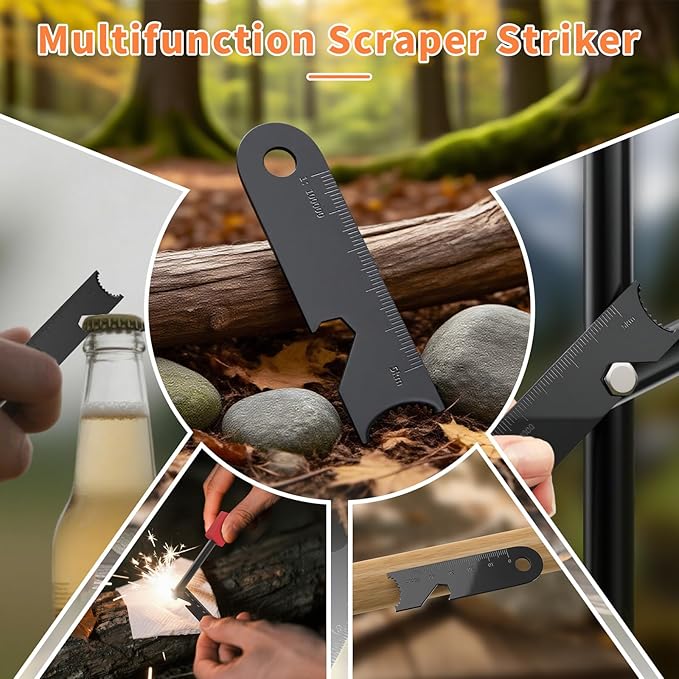 Ferro Rod Fire Starter Survival Tool Army,5/16" Ferro Rod with Easy Grip Handle,Multifunction Scraper Striker,Flint and Steel Magnesium Fire Starter Kit for Camping Backpacking