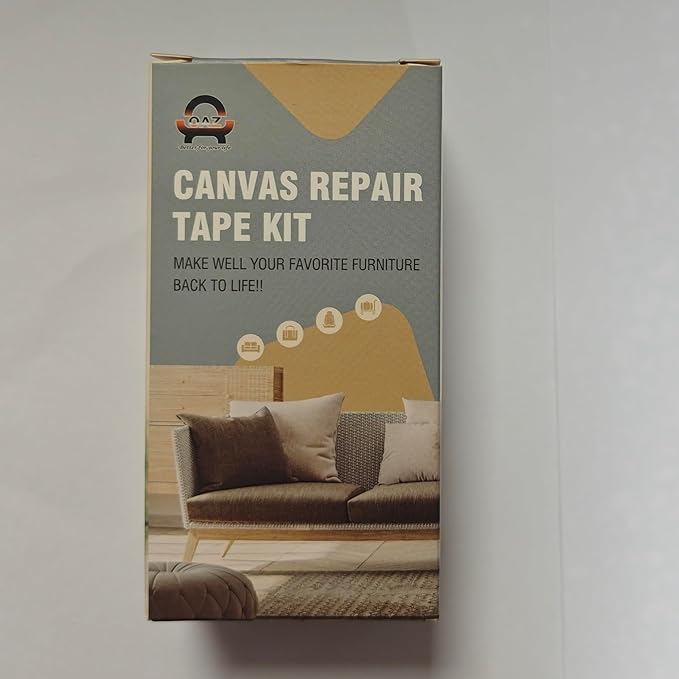 OAZ 4 x 79 inch Canvas Repair Patches Canvas Fabric Patch Self-Adhesive Canvas Repair Tape Waterproof Outdoor Gear Repair Patch Kit for Boat Cover Awning Sofa Chair Couch Tent Bag (Ivory Gray)