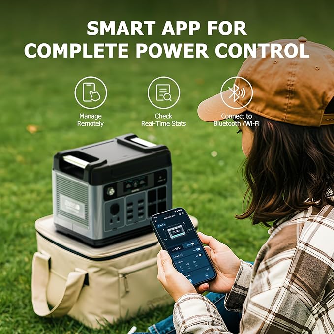 OUKITEL P2001 Plus Portable Power Station 2048Wh LiFePO4 Battery, 2400W AC Output & 1800W Fast Charge, Solar Generator for Home Backup, Outdoor Camping, RV Travel with APP Control