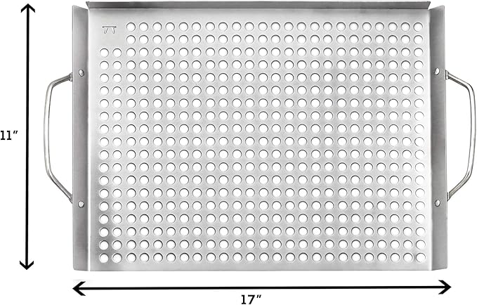 Outset 76632 Stainless Steel Grill Topper Grid, 11"x17" BBQ Tray