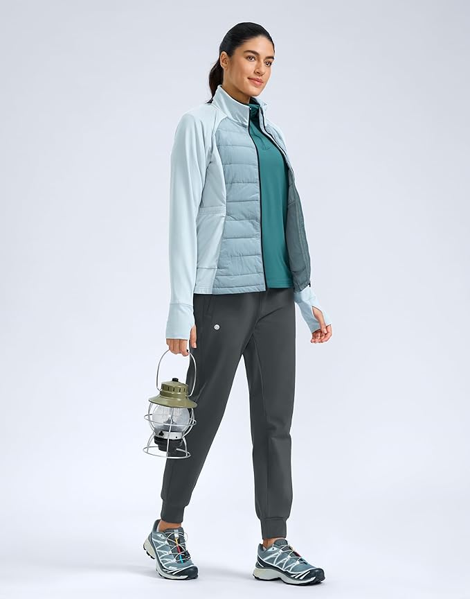 G Gradual Women's Fleece Lined Joggers Water Resistant Hiking Pants High Waisted Winter Thermal Sweatpants 3 Zipper Pockets