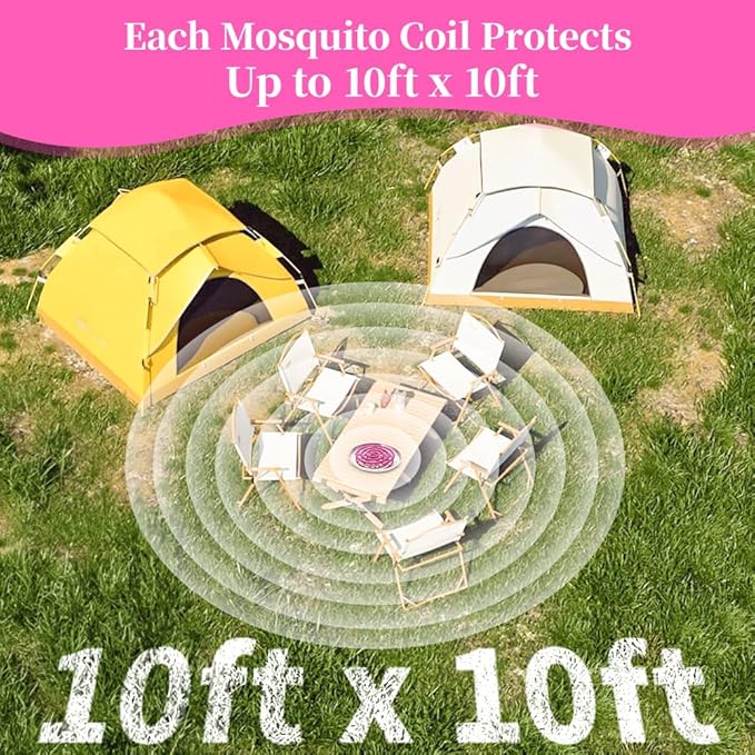 16 Pack Natural Mosquito Coils with 1 Holder & 6 Stands, Long-Lasting Outdoor Mosquito Repellent for Patio, Camping, Yard, Garden, Backyard, 4-5 Hours Burn Time, Effective Citronella Mosquito Killer