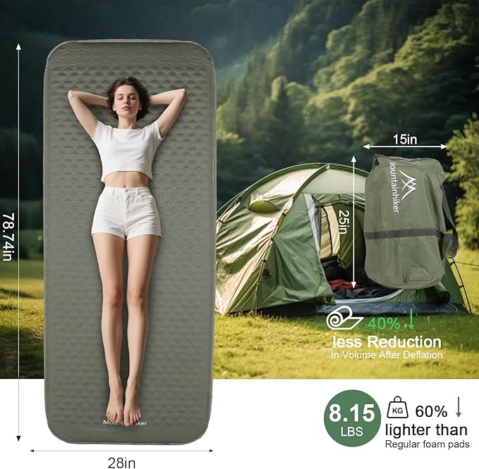 Self Inflating Sleeping Pad with Foam and Electric Pump,Innovative Y-Shaped Telescopic Structure,4.3" Thick Ultraportable Camping Mattress,Outdoor Compact Air Mat for Tent Car(4.2*79*28 inch)