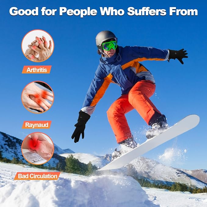 Heated Gloves, Electric Gloves Heated for Men/Women Rechargeable, Waterproof Work Motorcycle Glove for Winter Outdoor