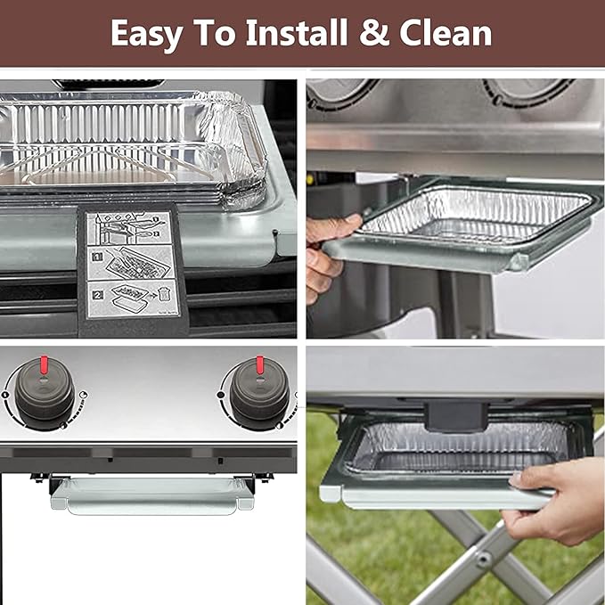 Uniflasy 67047 Catch Pan for Weber Spirit/Spirit II 200/300 Genesis and Genesis II LX200/300 Series Grill for Weber Traveler Drip Tray with 6415 Aluminum Liner, Replacement for Weber 67047 83156 6415