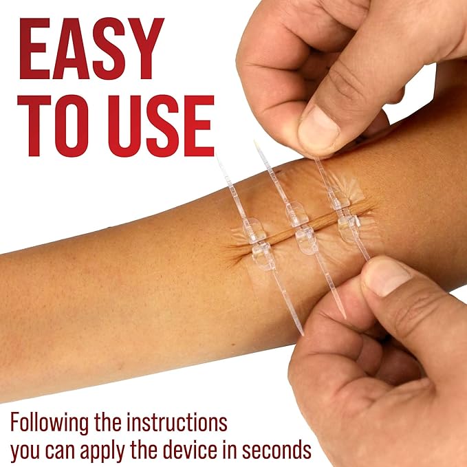 Emergency Wound Closure Strips - 11pk - 2 Types Easy to Use Butterfly Bandages - Stitchless & Painless Laceration Closure Kit
