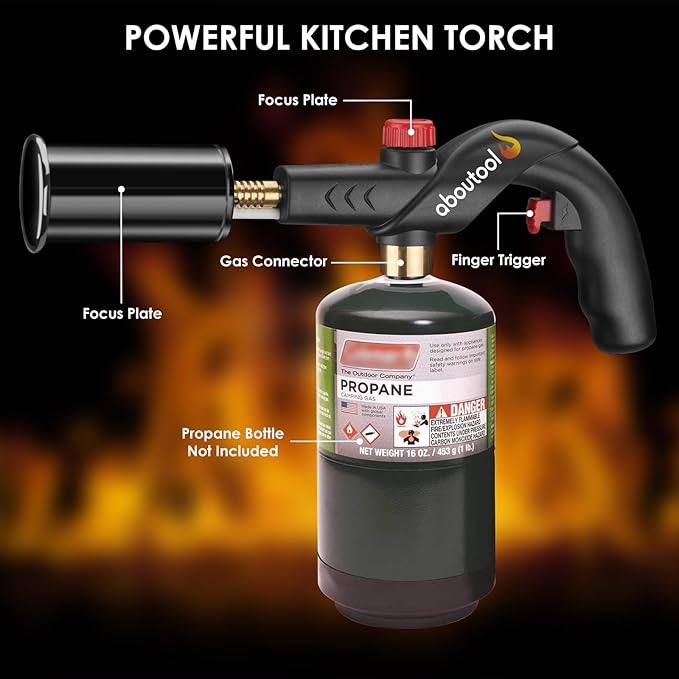 Propane Torch, Kitchen Cooking Torch with Igniter Searing Torch for Sous Vide Charcoal Lighter BBQ Grill Flame Thrower Campfire Starter (Propane Tank Not Included)