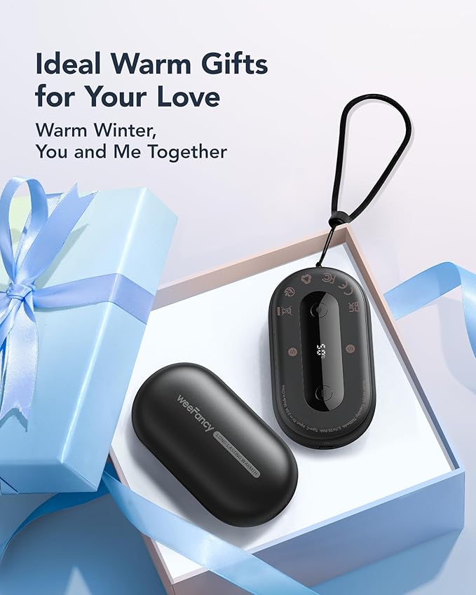 Hand Warmers Rechargeable 2 Pack, Magnetic Alloy Handwarmer 7000 mAh Reusable, Instant Heating UP to 131°F, 15 Hours Long Lasting Palm Pocket Heater, Gifts Packing for Christmas,Hunting,Camping,Golf