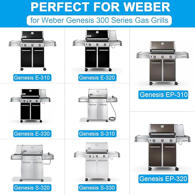 Full-Size Griddle Inserts for Weber Genesis 300 Series Gas Grills, Flat Top Griddle Replacement Parts for Weber Genesis E-310 S-310 E-320 S-320 E-330 S-330 EP-310 EP-320 EP-330 Gas Grills 7524
