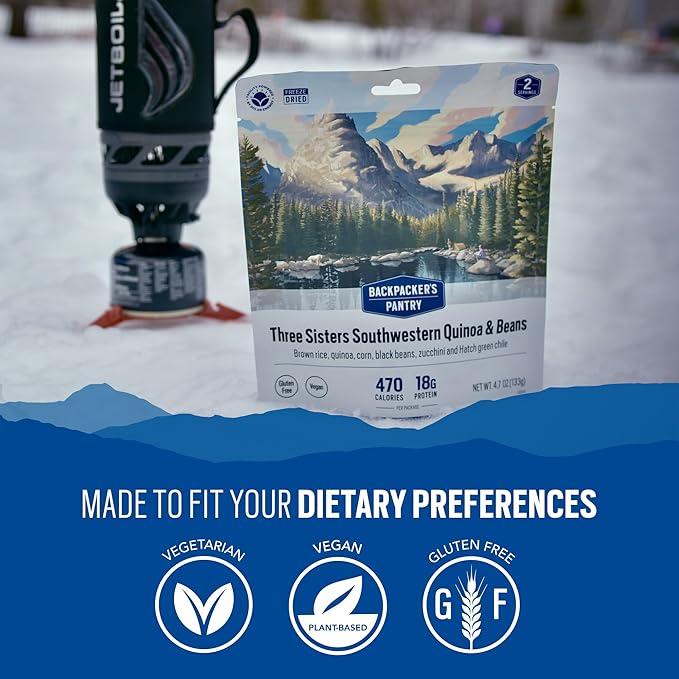 Backpacker's Pantry Three Sisters Stew, 2 Servings Per Pouch (6 Count), Freeze Dried Food, 14 Grams of Protein, Gluten Free, Vegan