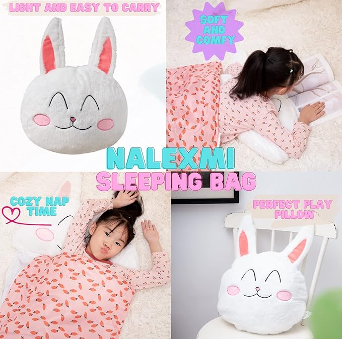 Sleeping Bag for Kids, Preschool Nap Mat, Toddler Sleeping Bag with Pillow for Daycare, Ages 3+, Large Size