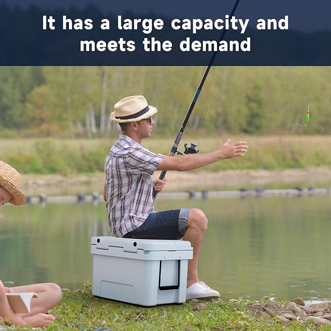 48 Quart Cooler with 72 Hours Ice Retention, Large Insulated Cooler with Built-in Bottle Opener & Drain Plug, Duty Outdoor Cooler for Camping, Beach, Picnic, Fishing, Barbecue