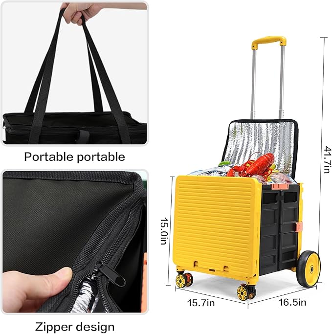 Cooler Bag Wheeled,Large Insulated Rolling Cooler Collapsible Leakproof Portable Hard Framed Ice Packs for Camping Picnic Beach Travel